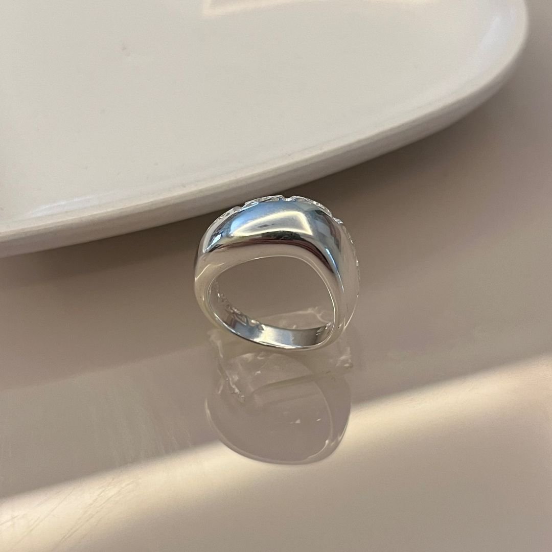 Anel Largo 10mm Metade Liso Metade Vazado Prata 925 - Revenda e Lucro