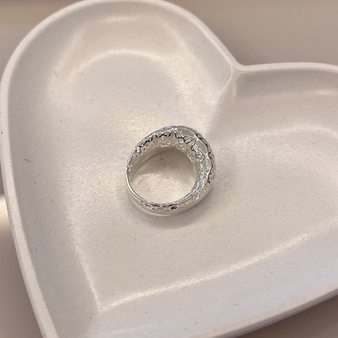 Anel Largo 10mm Metade Liso Metade Vazado Prata 925 - Revenda e Lucro