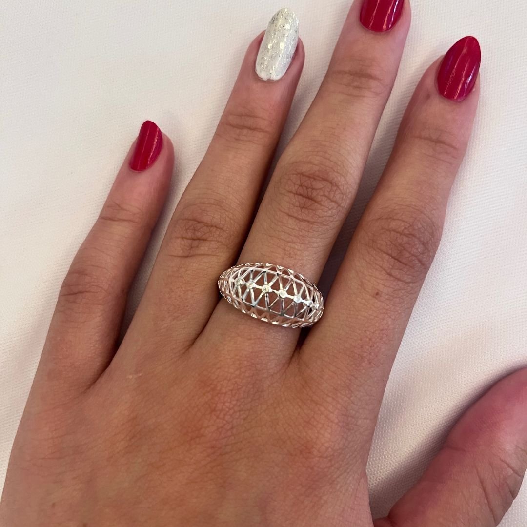 Anel Grande Vazado com Micro Zirconia