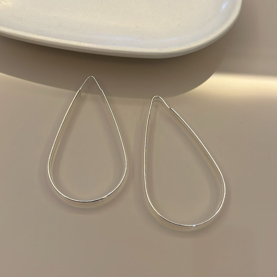 Argola Gota 53mm Fio Meia Cana Invertido