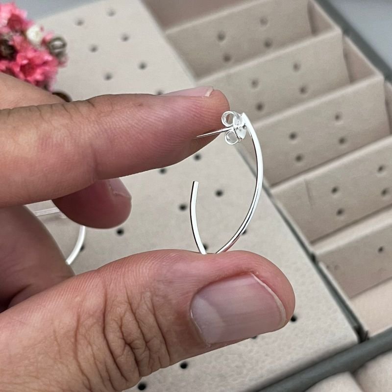 Argola Gota Prata 925 27mm | Design Clássico para Revenda de Joias