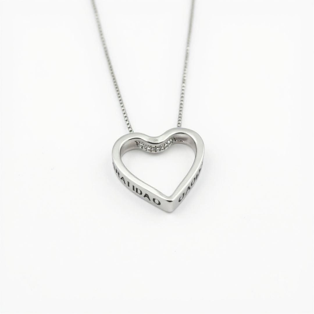 Colar Coração Vazado Tiffany - Gratidão 14mm com Veneziana V12 45cm