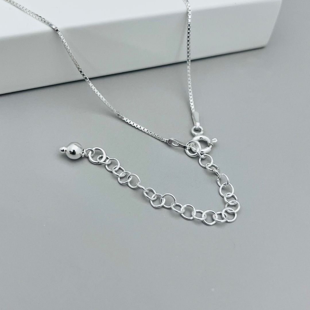 Corrente Veneziana V15 com Bola 3mm – 40cm + 5cm Extensor Prata 925 no Atacado
