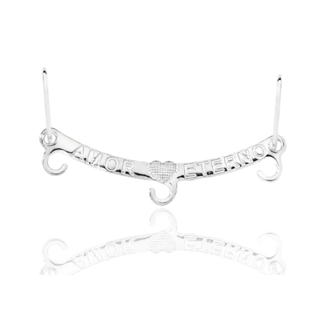 Pingente Canga Tripla 3 Lugares 'Amor Eterno' Prata 925 - Revenda Lucrativa Família