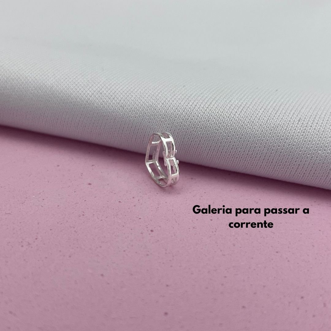 Pingente Galeria Coração Vazado Zircônia 9.3mm Prata 925