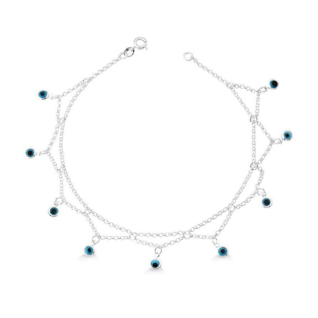 Tornozeleira Indiana Olho Grego – Prata 925 Exclusiva para Revenda | Alto Lucro e Tendência de Moda